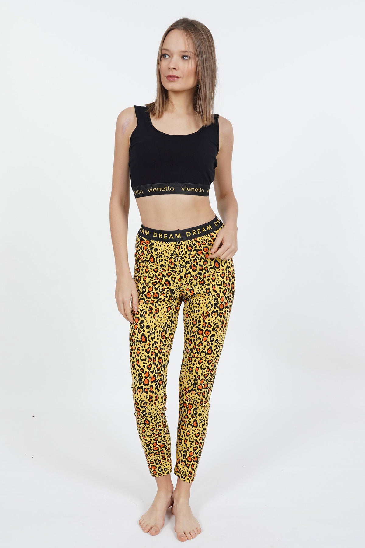 SET PIJAMA SCURTĂ CU BRETELE LYC SUPREM PENTRU FEMEI, CU ELASTIC - NEGRU