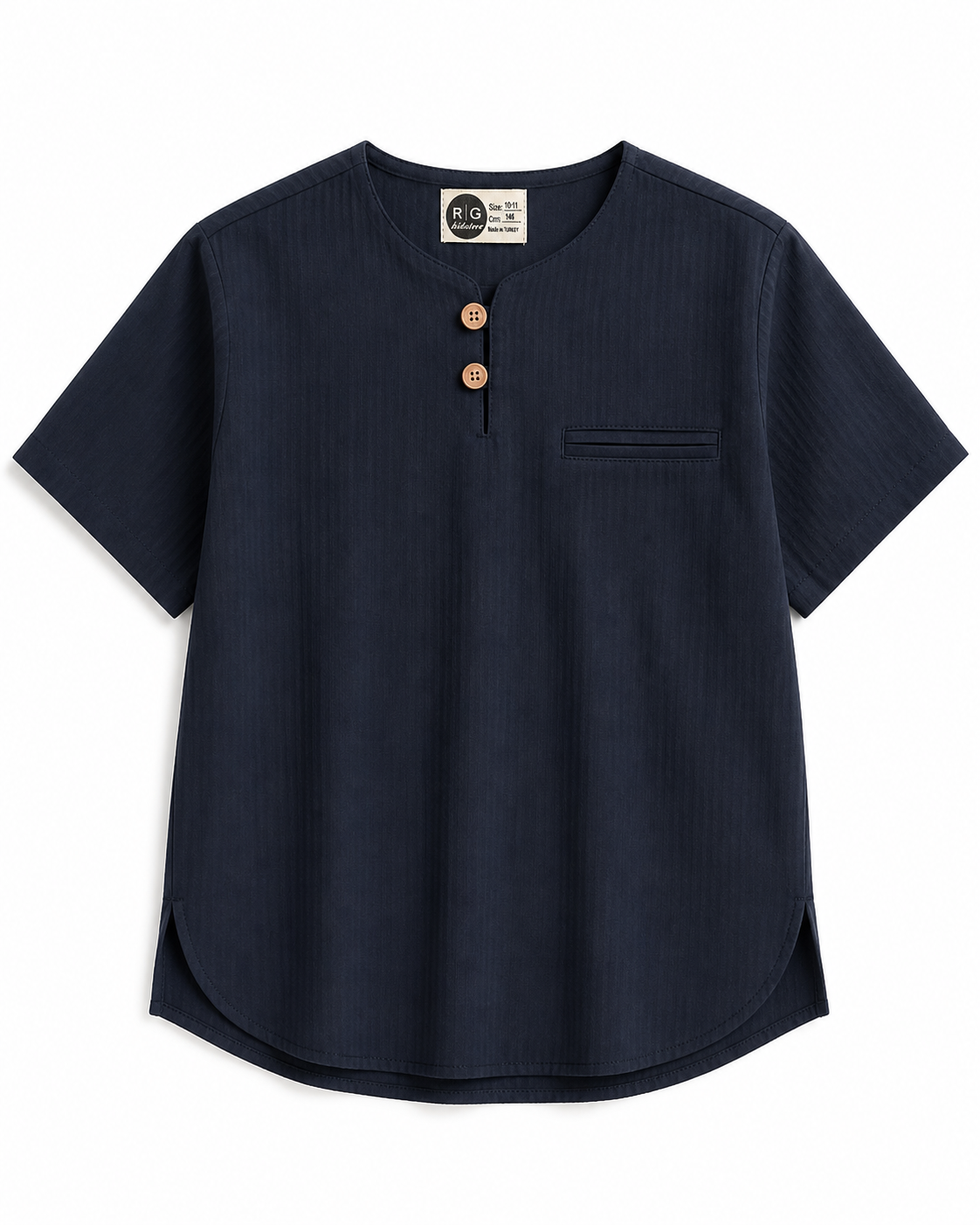 Erkek Çocuk Mao Yaka Gömlek | 9–15 Yaş | Kısa Kollu | %100 Pamuk | RG Brand | RG3712 - TAŞ