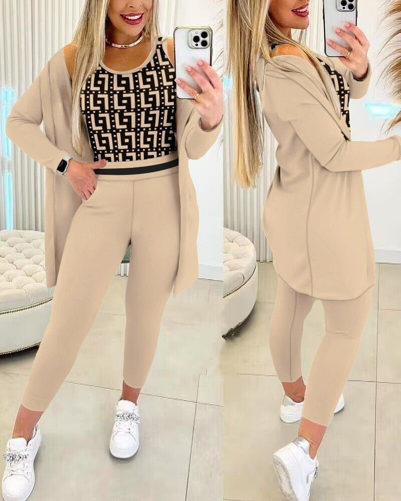Set de trei piese din crap pentru femei cu mâneci lungi, 37563