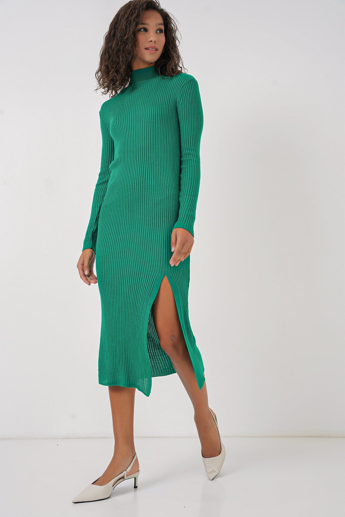 15828 Rochie Tricot Pense - Verde