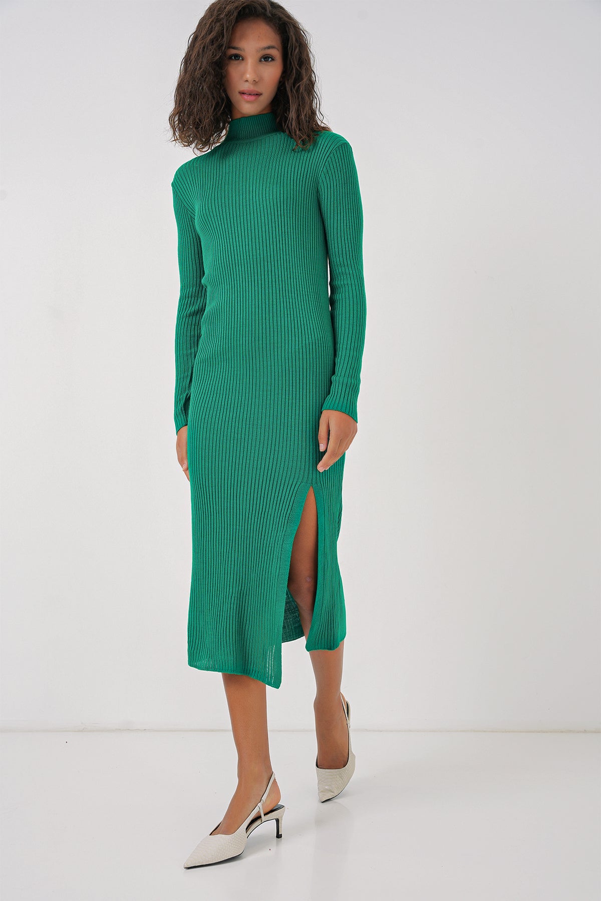 15828 Rochie Tricot Pense - Verde