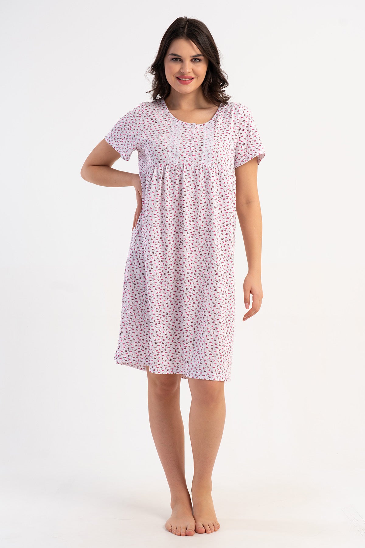 Pijama scurtă de noapte pentru femei SUPREME, mânecă scurtă - FUCHSIA