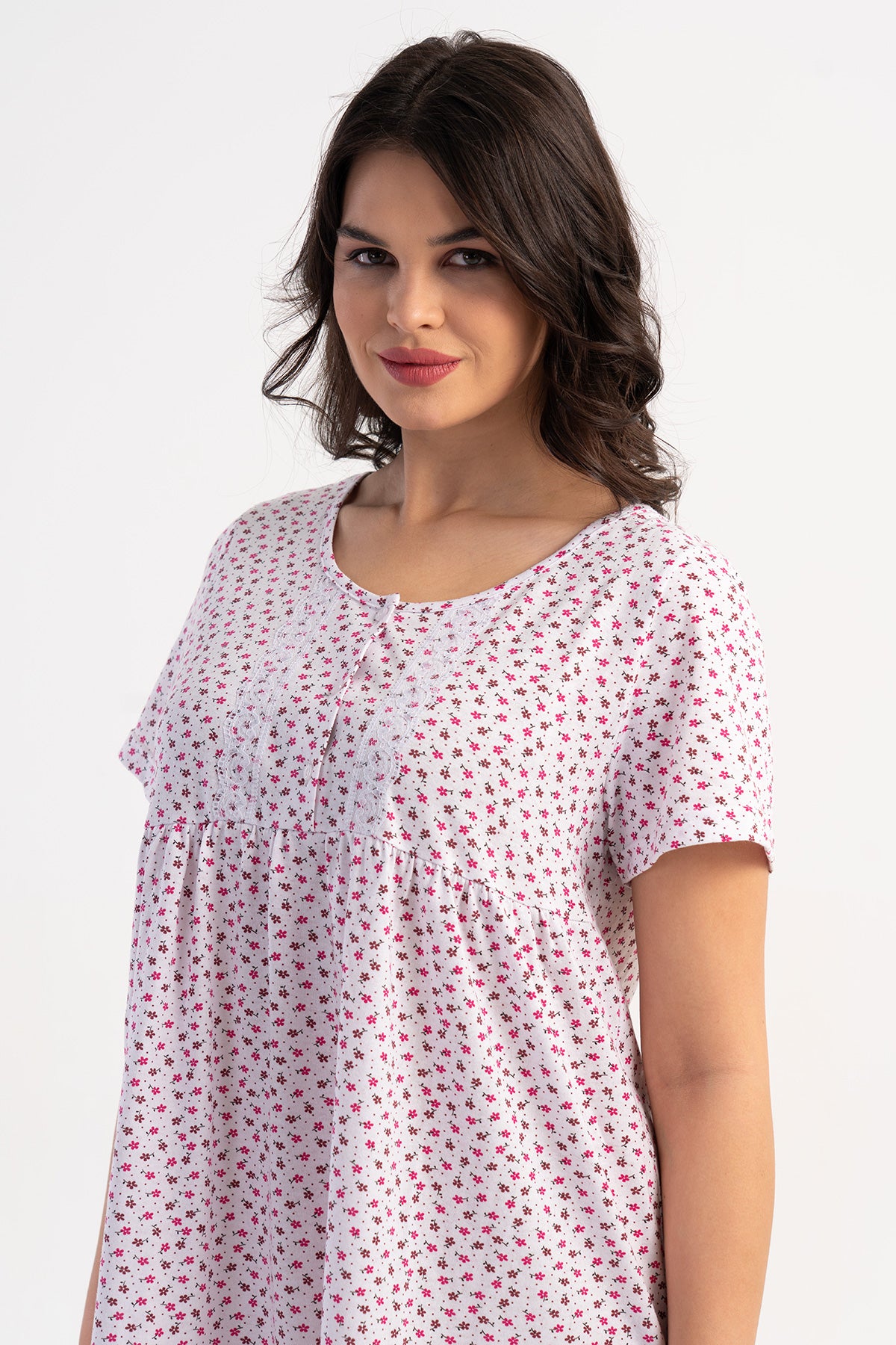 Pijama scurtă de noapte pentru femei SUPREME, mânecă scurtă - FUCHSIA