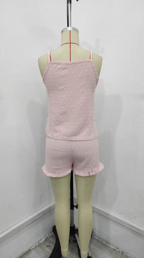 Women's Spaghetti Strap Cami and Pom-Pom Aerobin Shorts Set, 33931