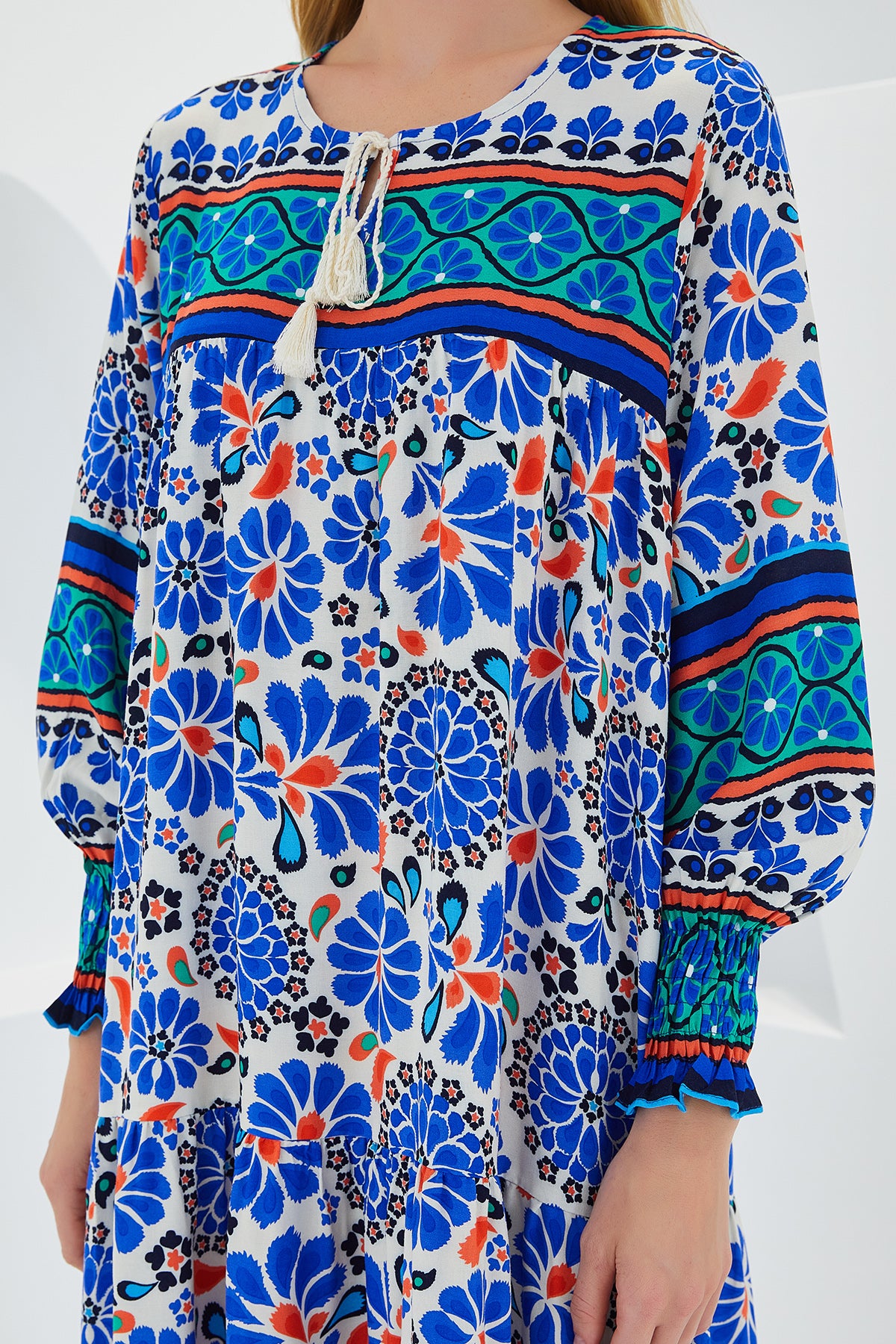 Rochie Visc Lungă cu Model Albastru Deschis Femei 1947