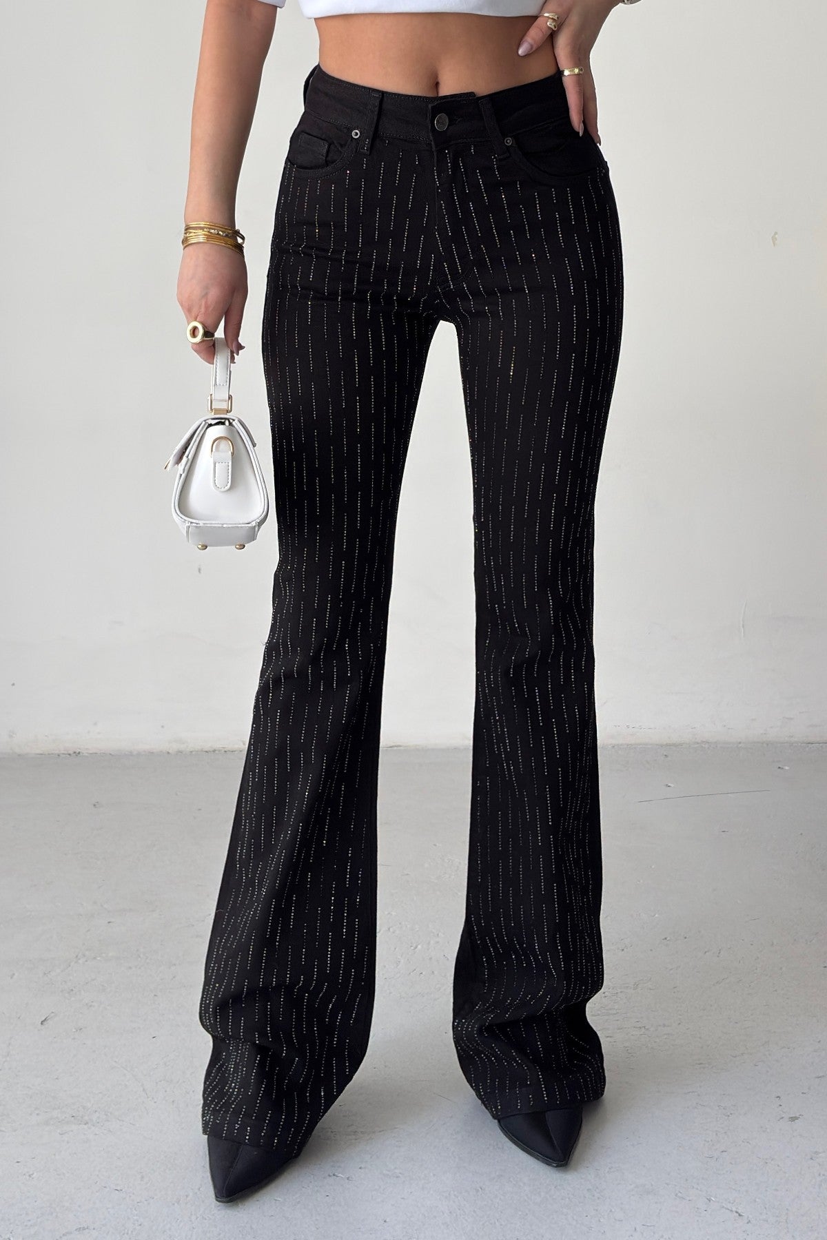 Pantaloni Denim Spanioli cu Strasuri 7217