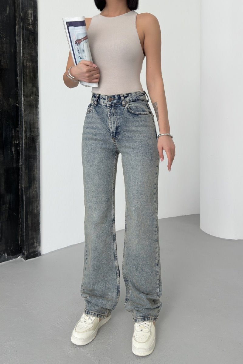 Pantalon Denim Talie Inalta Straight 7033