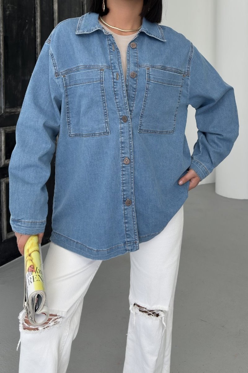 Cămașă Denim cu Buzunare 6097