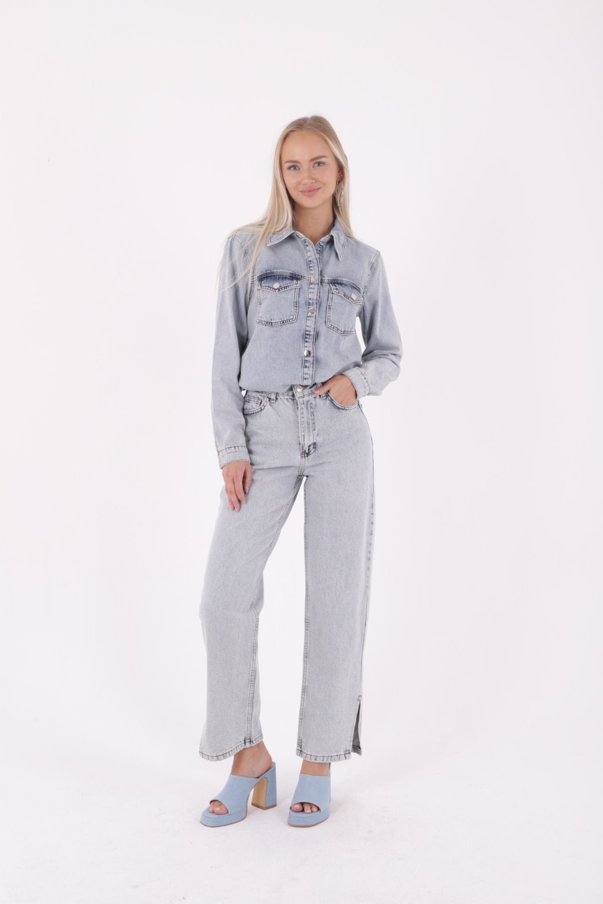 Cămașă Denim cu Capse 6013