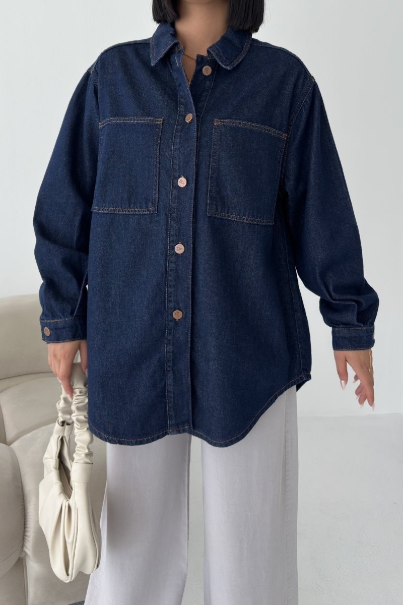 Cămașă Denim Oversized cu Butoane 6080