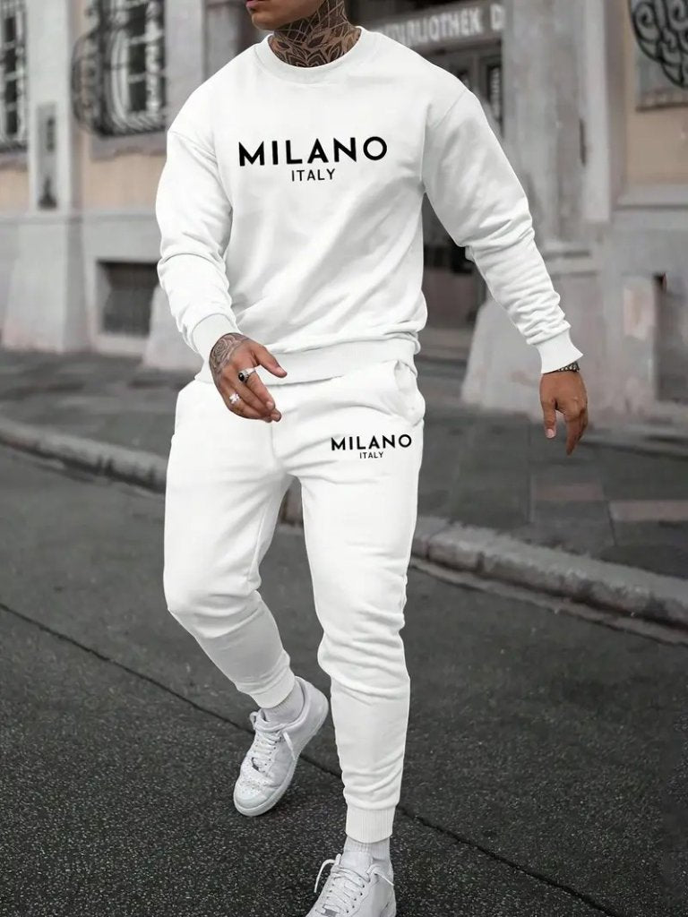 Men's Long Sleeve Printed Two-Thread Set, 28678