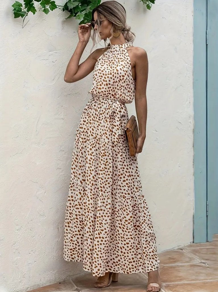 Women's Round Neck Elasticated Waist Patterned Supreme Dress, 25524