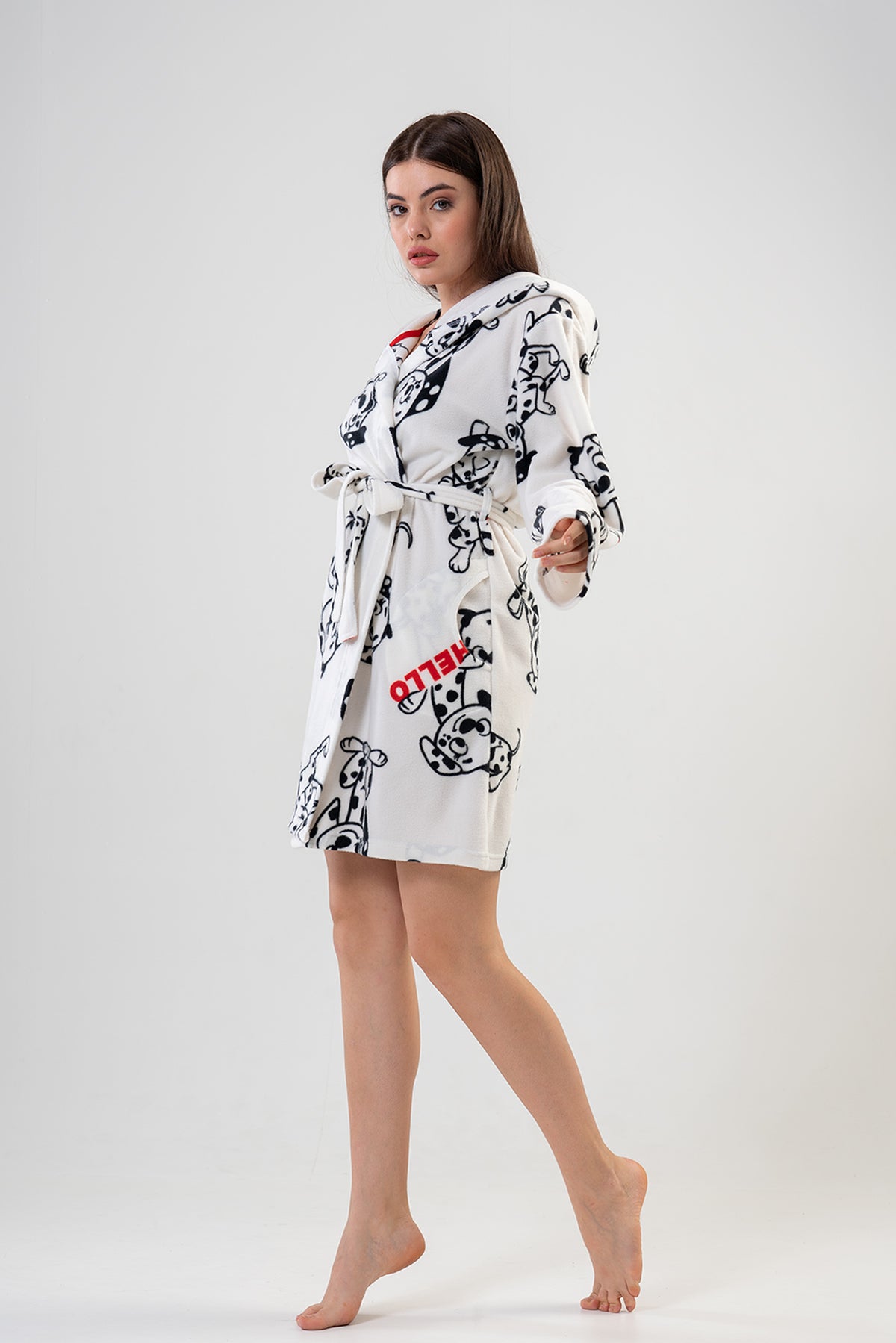 BAYAN POLAR KAPSONLU CEPLI KISA SABAHLIK - BRIGHT WHITE