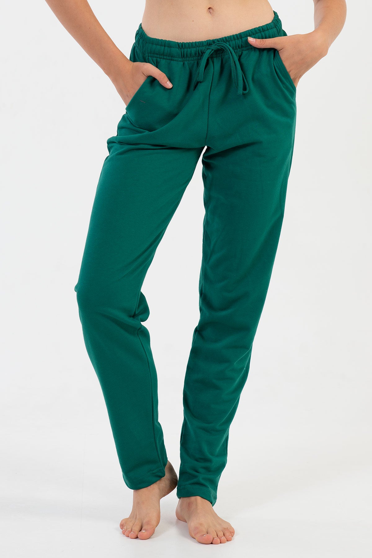 Pijama pantalon lung de damă cu buzunare și șnur, bumbac - MIX