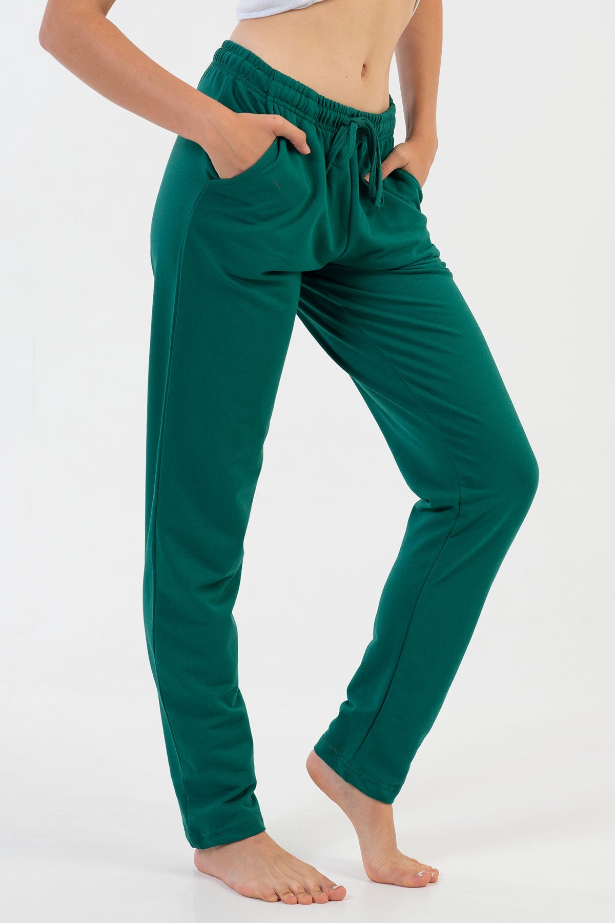 Pijama pantalon lung de damă cu buzunare și șnur, bumbac - MIX