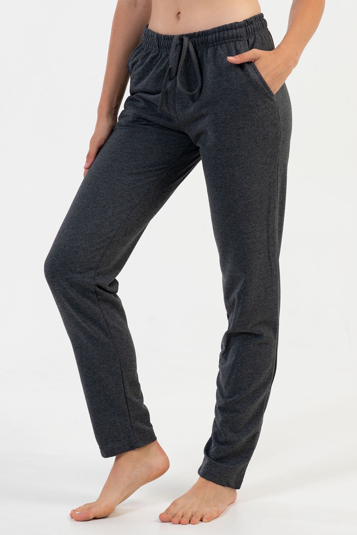 Pijama pantalon lung de damă cu buzunare și șnur, bumbac - MIX