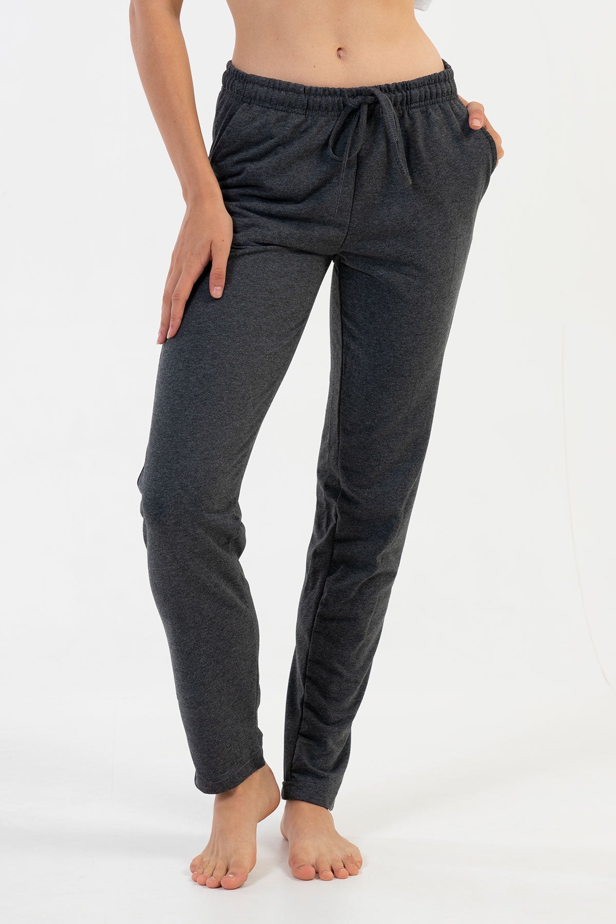 Pijama pantalon lung de damă cu buzunare și șnur, bumbac - MIX