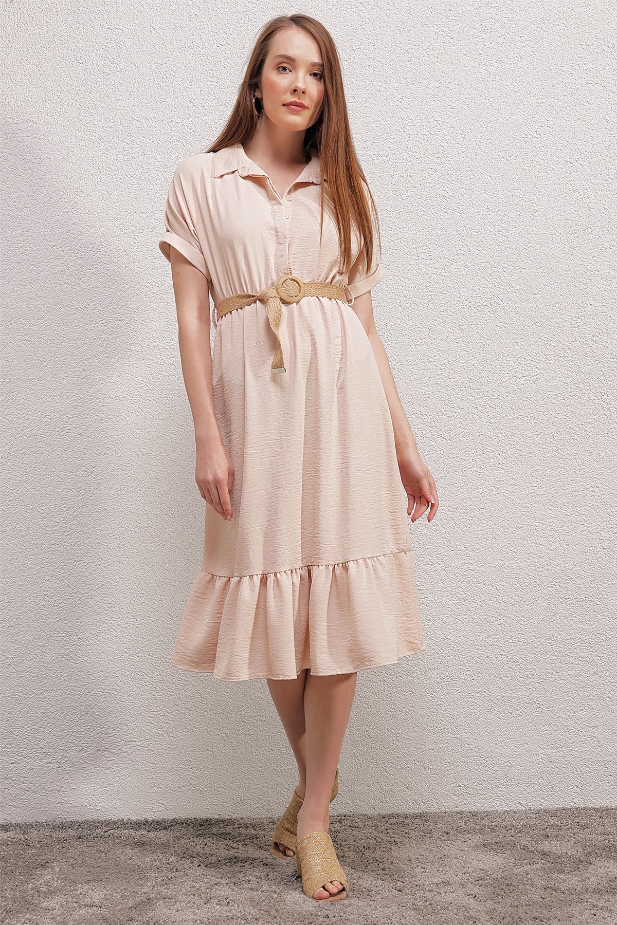 Bigdart 2292 Rochie cu Curea - Crem