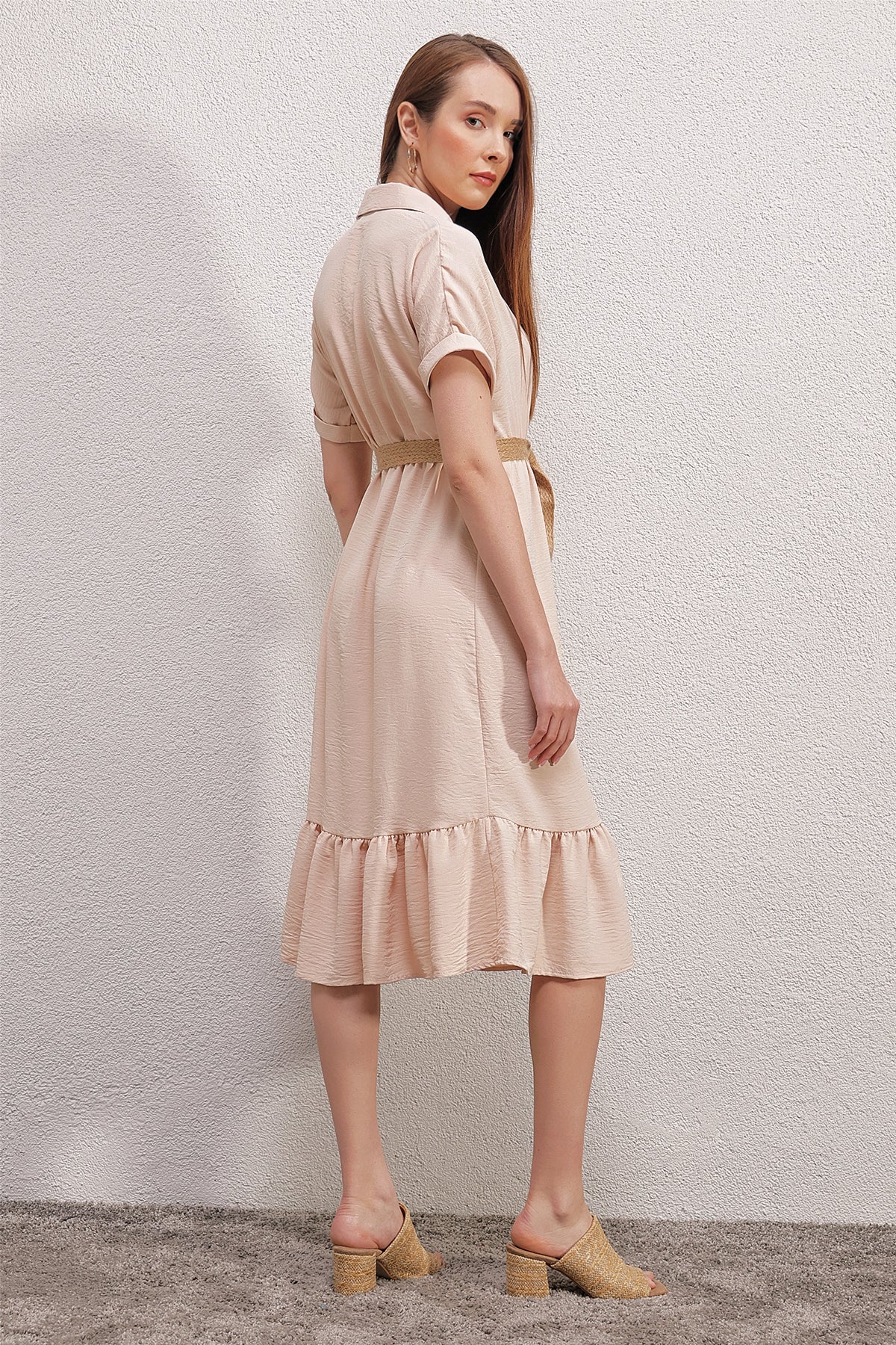 Bigdart 2292 Rochie cu Curea - Crem