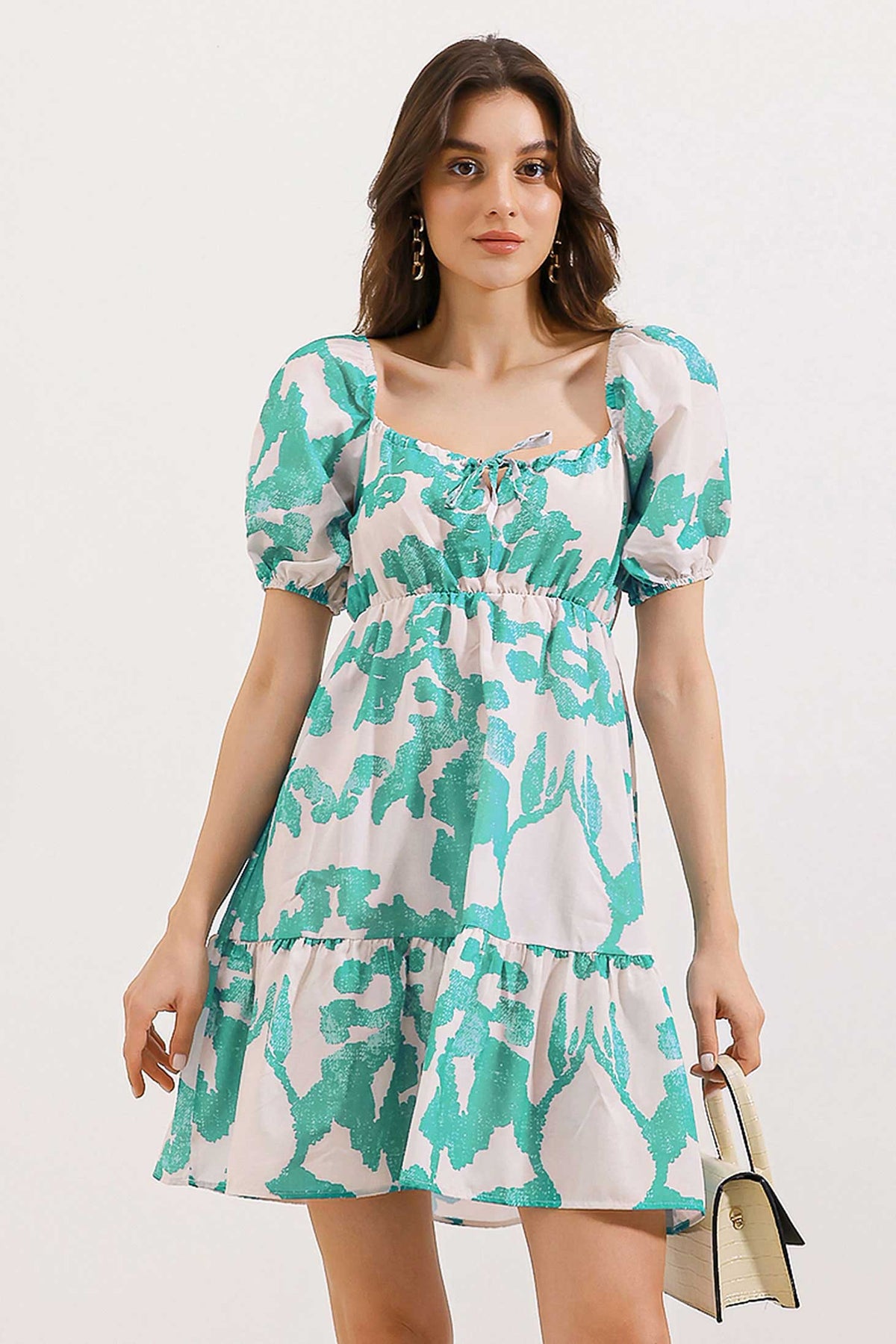 2351 Rochie Poplin Flare - Menta Închisă