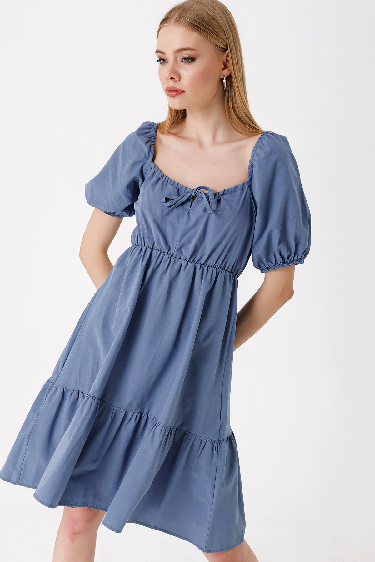 2351 Rochie Poplin Flare - Indigo