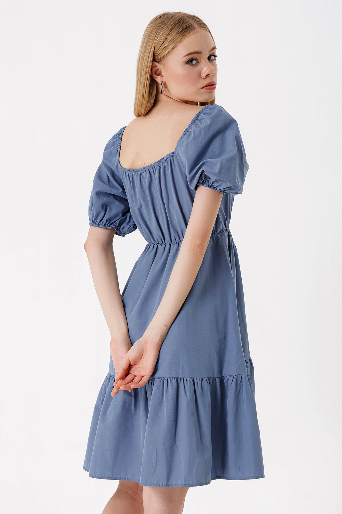 2351 Rochie Poplin Flare - Indigo