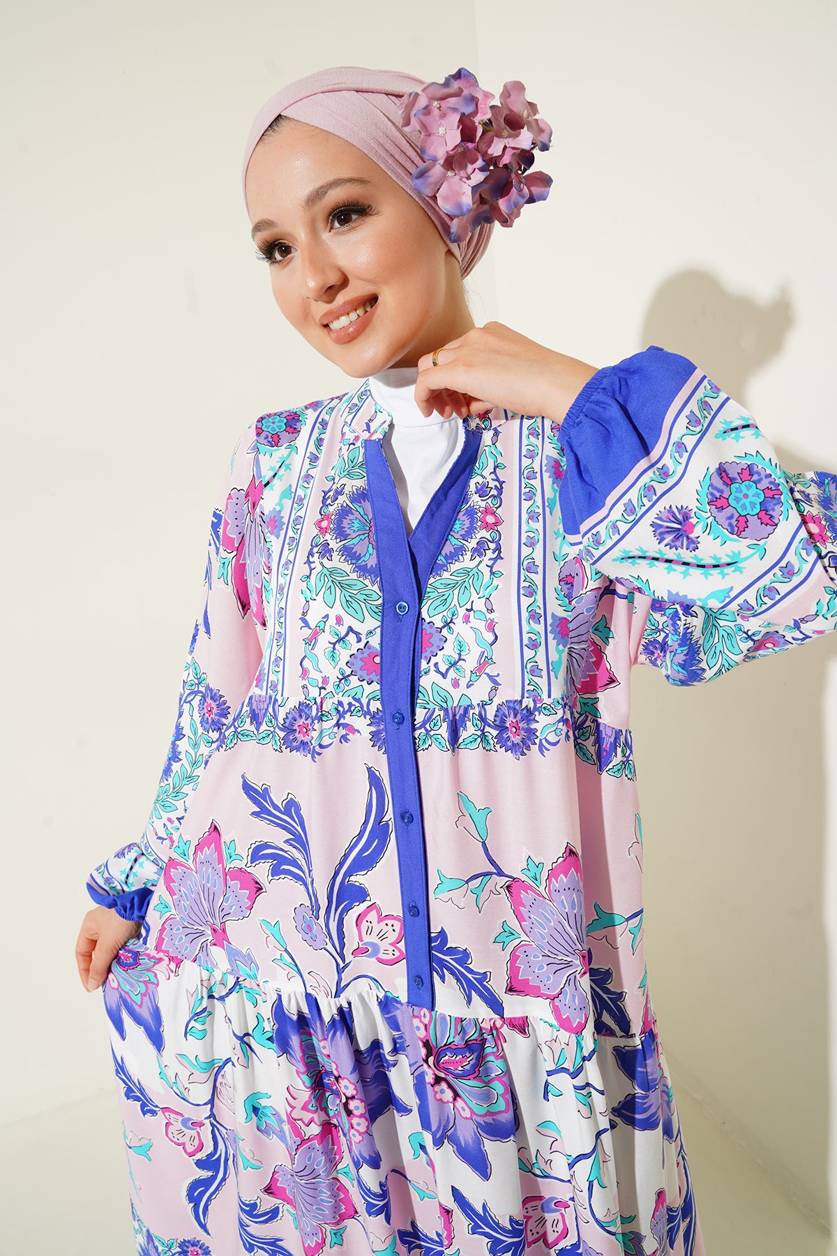 Rochie tesettür cu model autentic 2423 - D.Lacivert