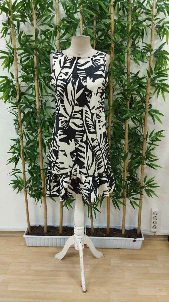 Rochie de damă Sofia, fără mâneci, cu guler rotund și model cu volane, 34324