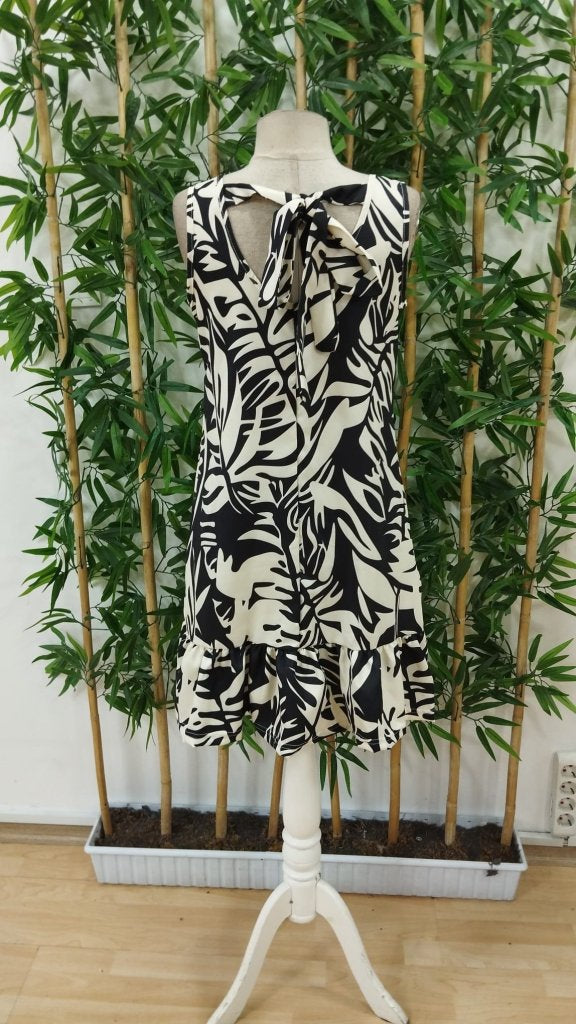 Rochie de damă Sofia, fără mâneci, cu guler rotund și model cu volane, 34324