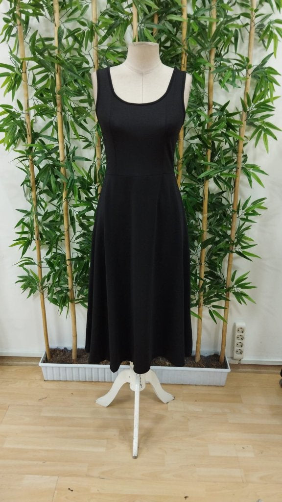 Rochie midi de damă, din crep irizat, cu bretele, decolteu pătrat și șliț, 24367