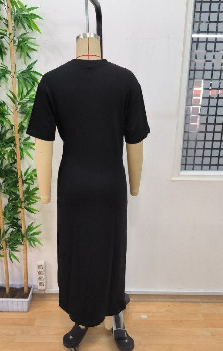 Rochie de damă din viscoză cu două fire, cu guler rotund și șireturi laterale, 24937