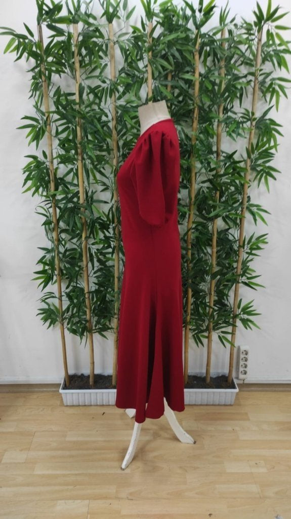 Rochie din crepe Janjan pentru femei, mânecă scurtă balonată, guler rotund, croit larg, 35997