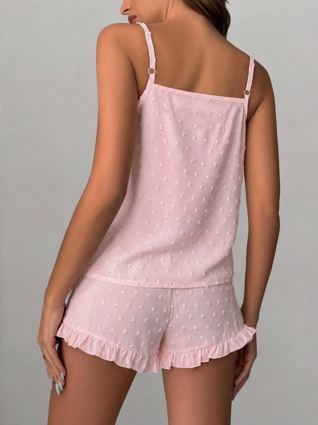 Women's Spaghetti Strap Cami and Pom-Pom Aerobin Shorts Set, 33931