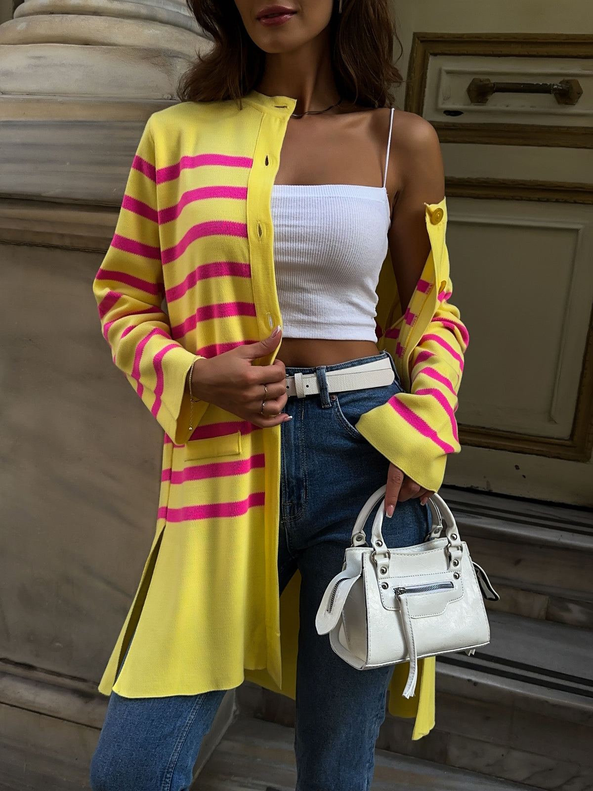CARDIGAN TRICOTAT - Galben