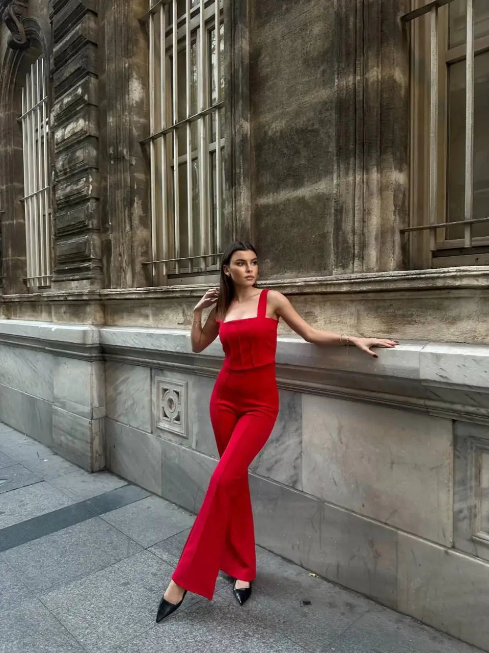 Costum cu pantaloni în stil spaniol - Roșu