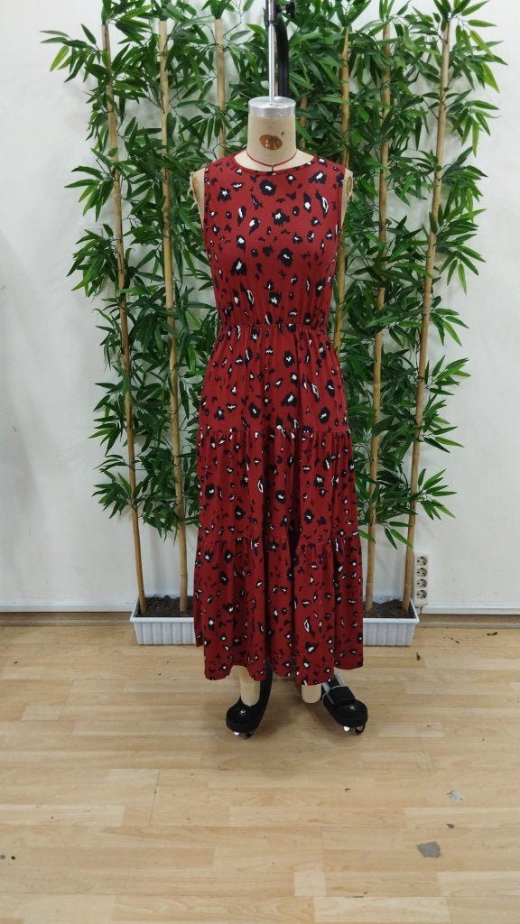 Rochie Supreme pentru femei, fără mâneci, cu guler rotund, talie elastică, model, 25085