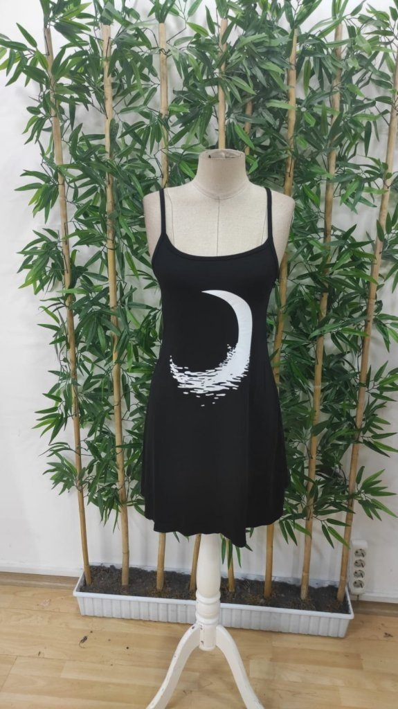 Rochie de damă din viscoză cu bretele și model cu lună, 27639