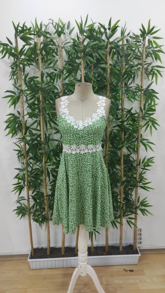 Women's Strappy Floral Patterned Lace Collar Supreme Dress, 27509
