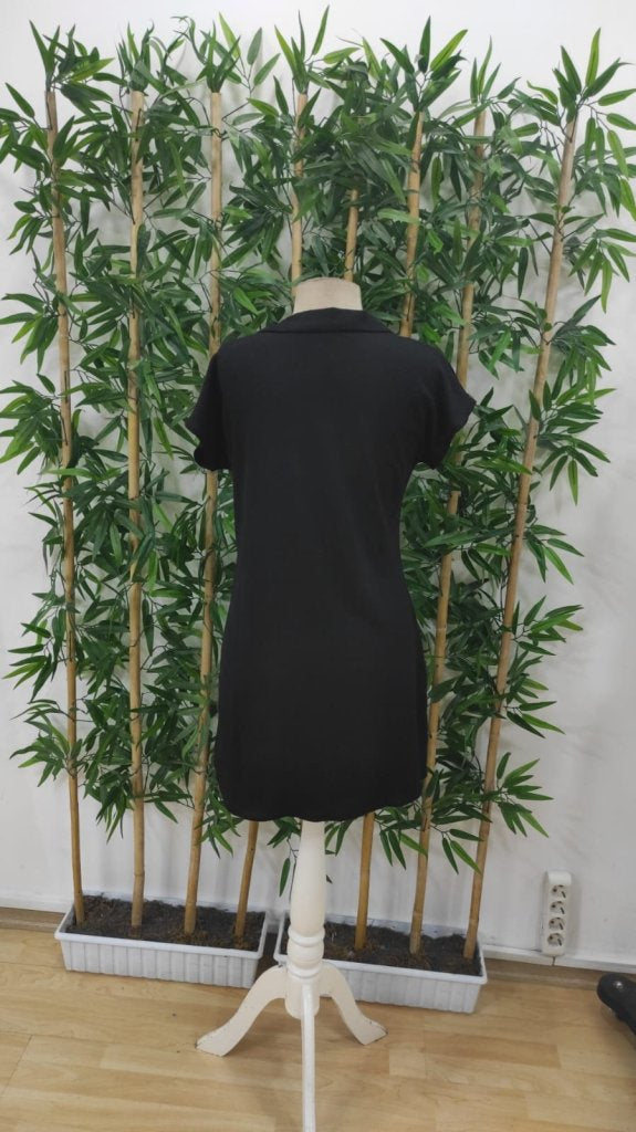 Rochie de damă cu mânecă scurtă și decolteu în V, model creț, 25452