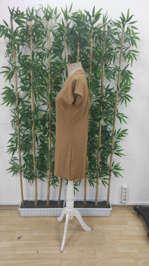 Rochie de damă cu mânecă scurtă și decolteu în V, model creț, 25455