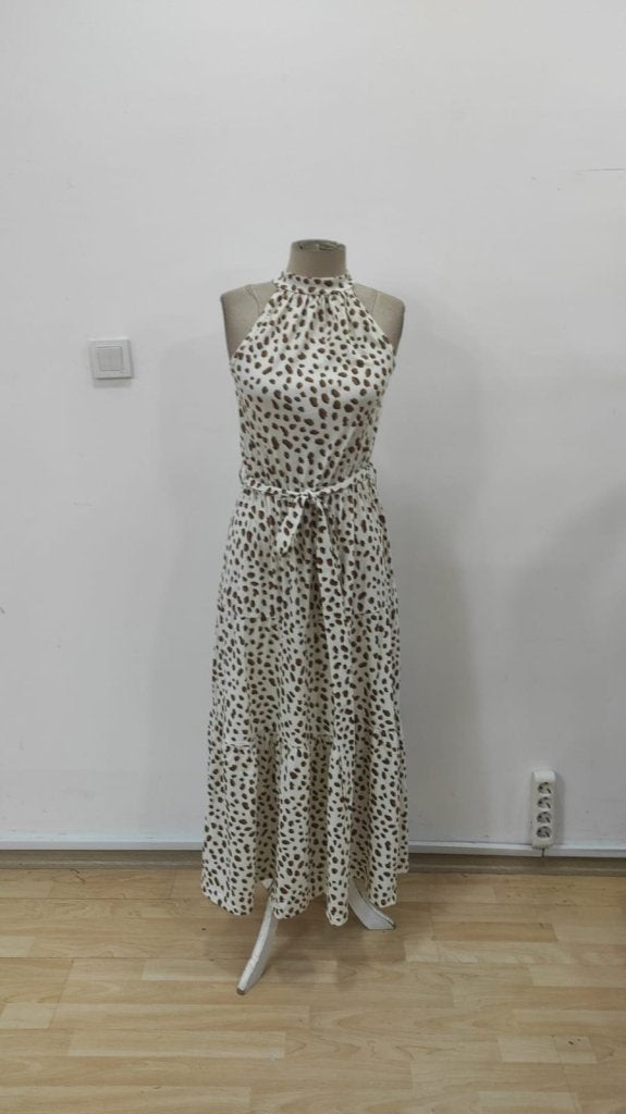 Women's Round Neck Elasticated Waist Patterned Supreme Dress, 25524