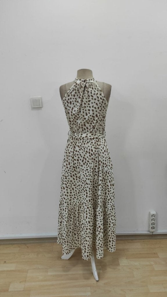 Women's Round Neck Elasticated Waist Patterned Supreme Dress, 25524