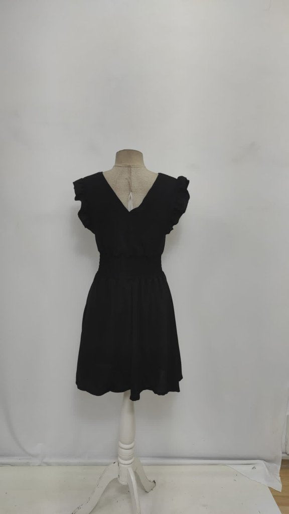 Women's Short-Sleeved Wrap-Around Neckline Elastic Waist Aerobin Dress, 25540