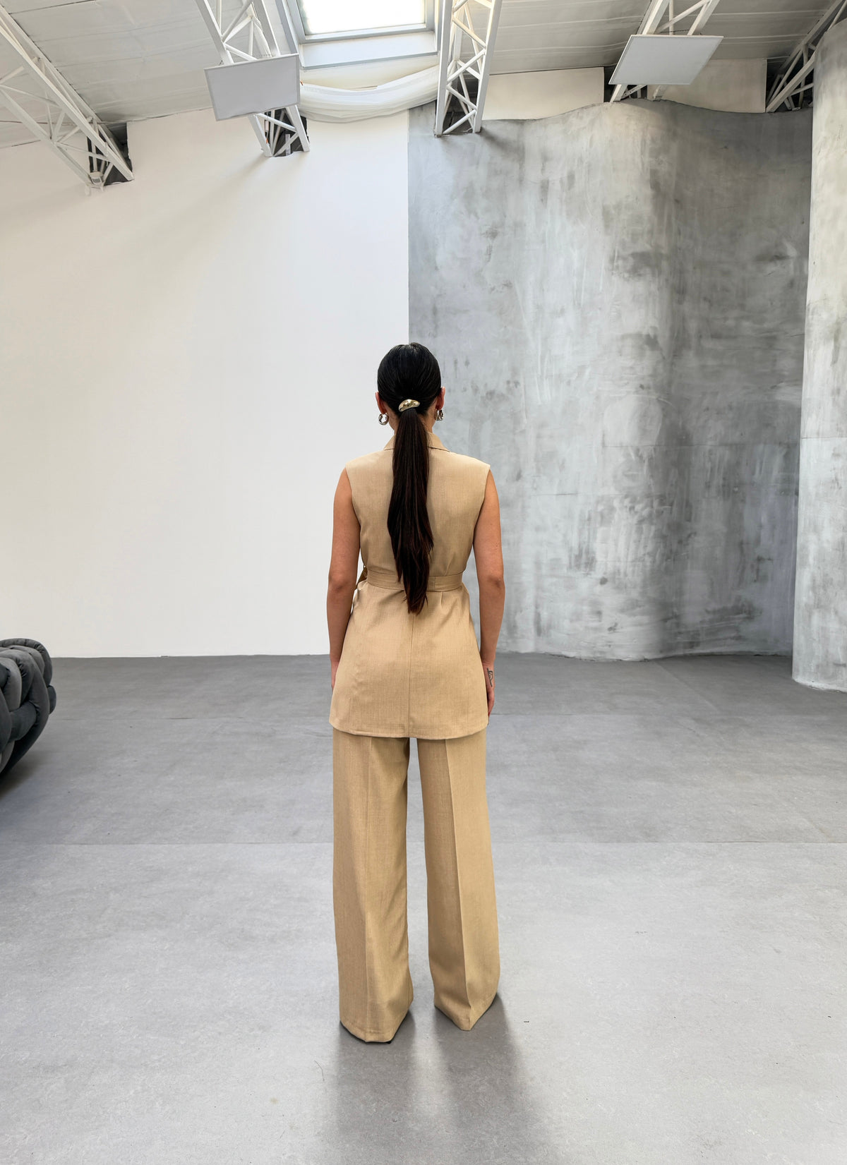Set două piese, vestă și pantaloni CURA - Mink