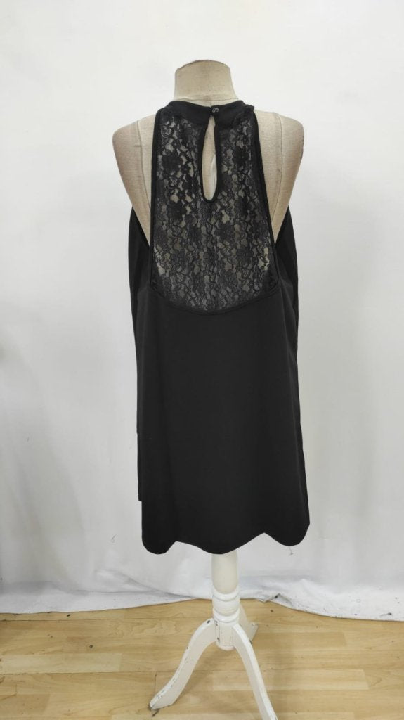Women's Round Neck Off-the-Shoulder Open-Back Lace Detail Iridescent Crepe Dress, 26177