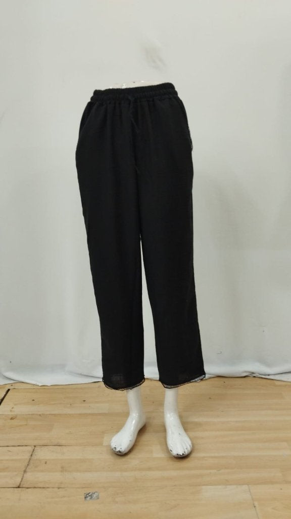 Pantaloni cu talie elastică, cordon, buzunare și dantela la pulpă, pentru femei, 26254