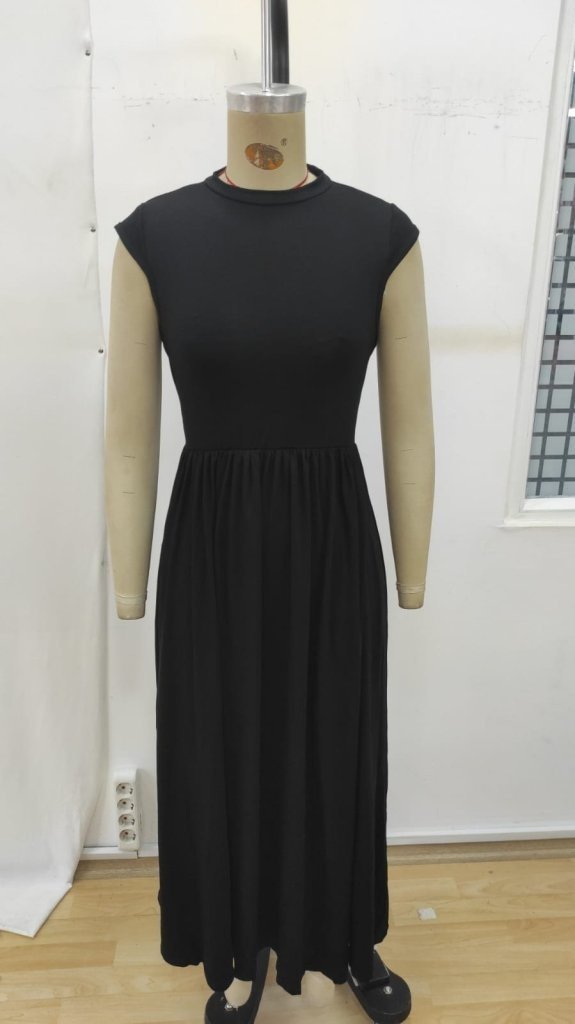 Women's Short Sleeve Semi-Turtleneck Viscose Dress, 26726