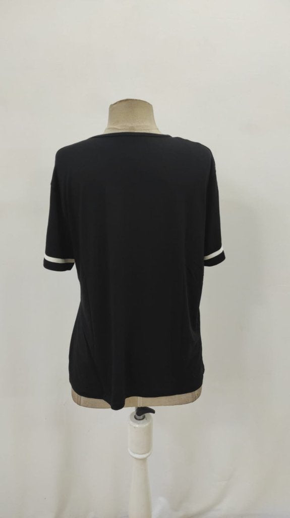 Women's Short-Sleeved Ribbed V-Neck Viscose Blouse with Sleeve Detail, 32332