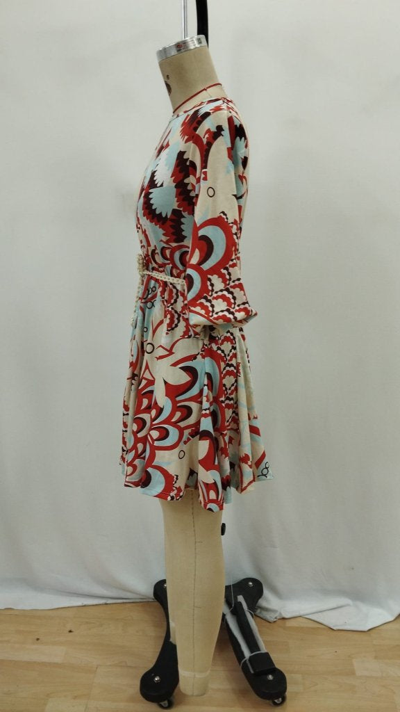 Rochie mini pentru femei, cu mânecă scurtă, decolteu rotund, model plisat, 26493
