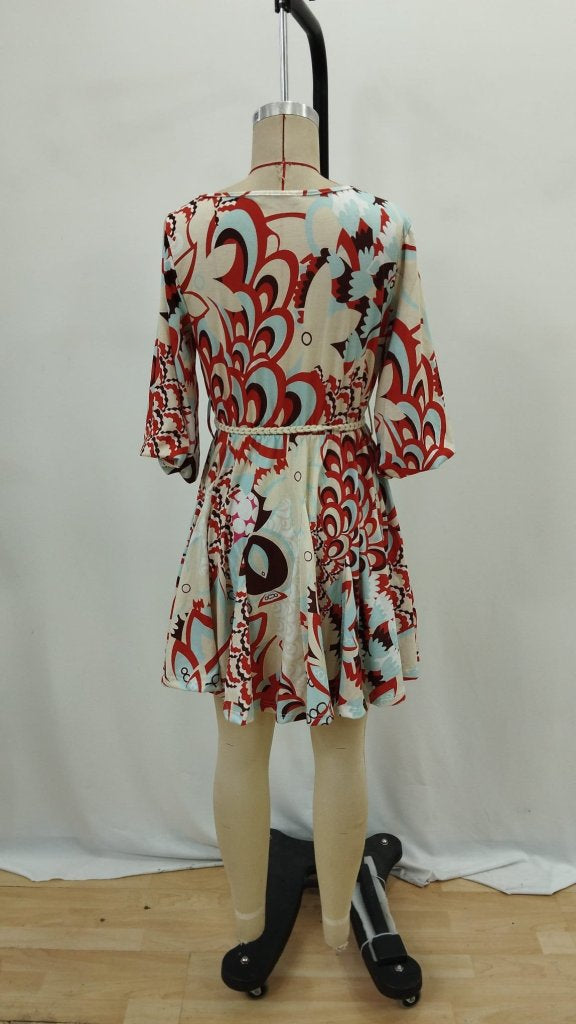 Rochie mini pentru femei, cu mânecă scurtă, decolteu rotund, model plisat, 26493